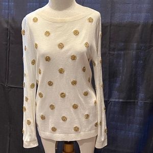 Holiday long sleeve  polka-dot sweater.